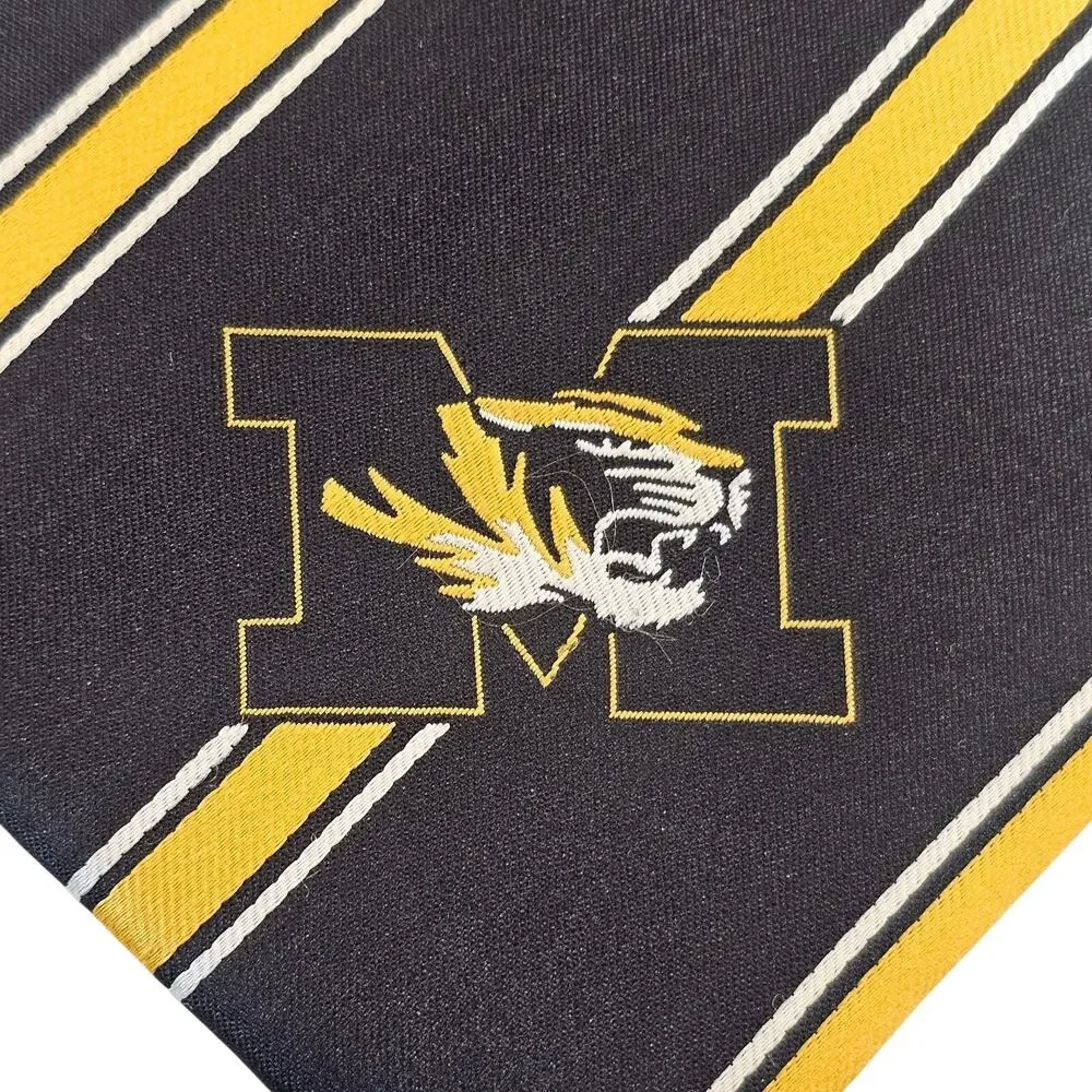 Eagles Wings Missouri Tigers Neck Tie Black Gold Striped 4x60 Polyester NCAA